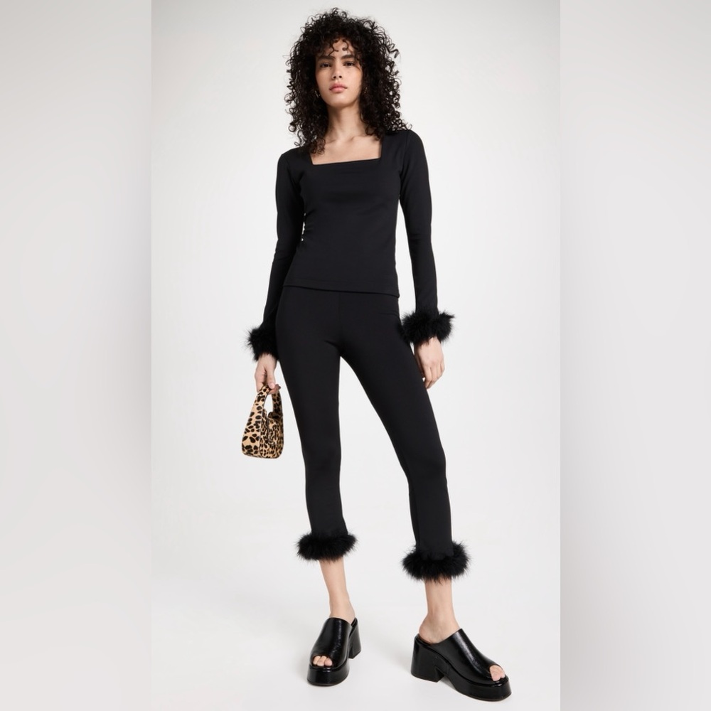 Sleeper Black Sweater and Leggings Set with Faux Fur Trim